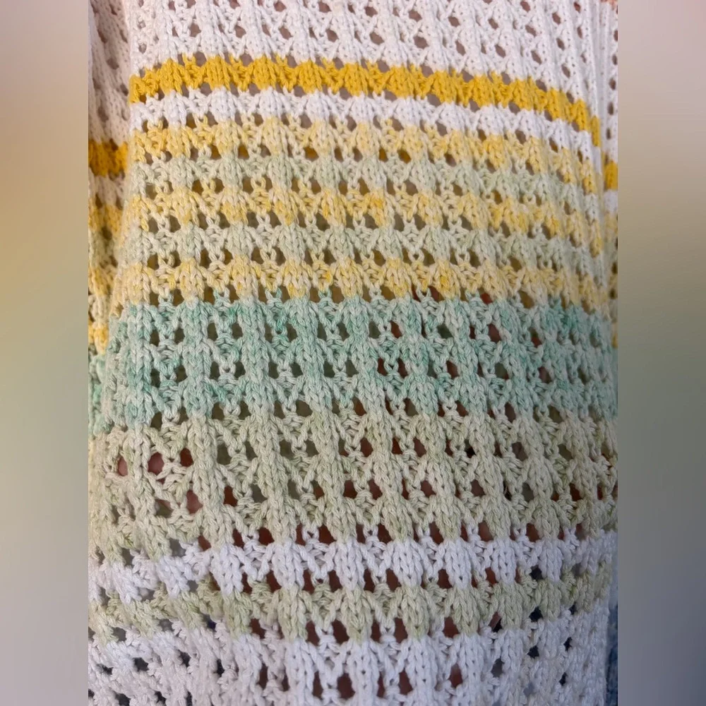 Talbots Open‎ Stitch pastel striped cotton sweater